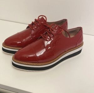 Red Platform Oxford Shoes